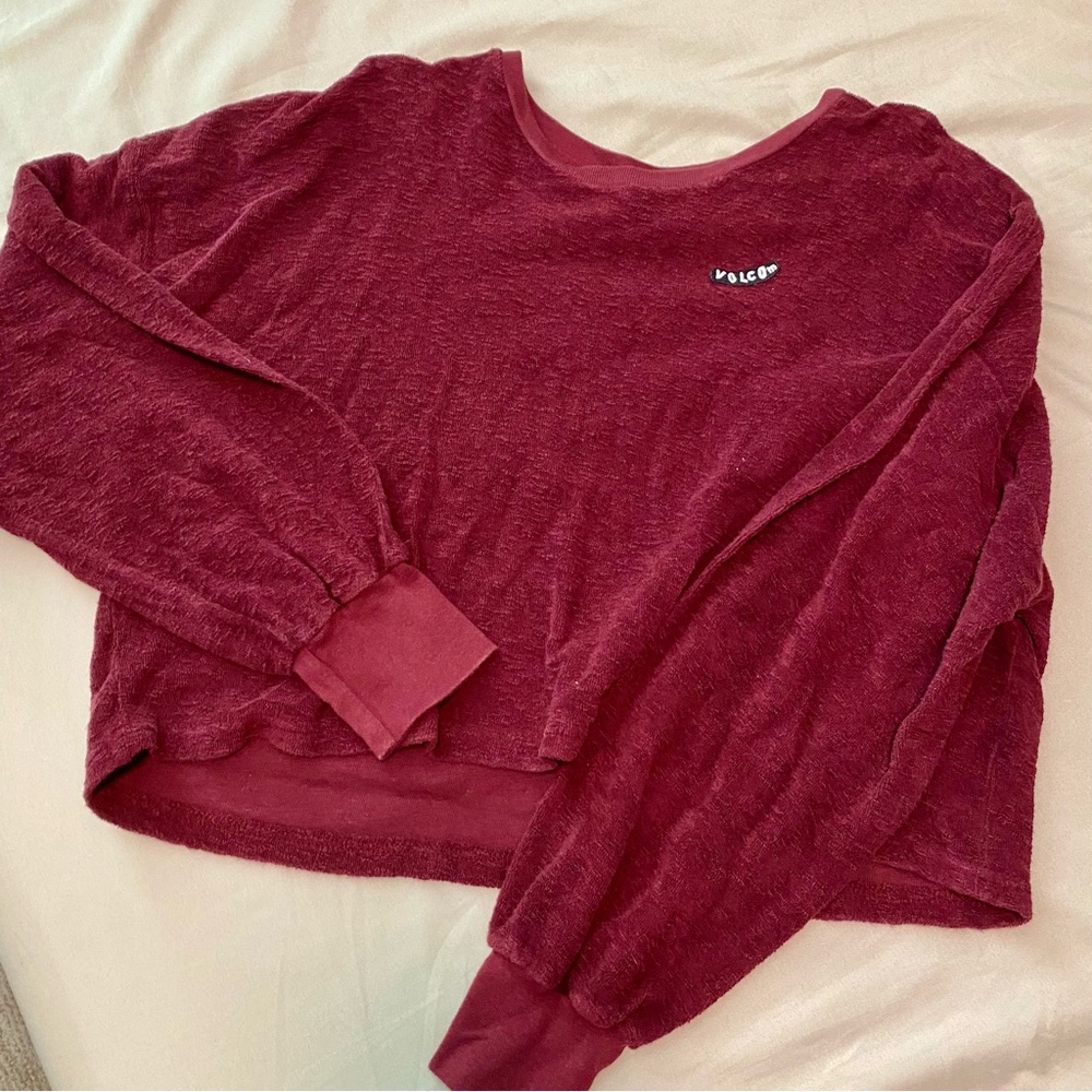 Maroon Volcom Crop Sweater Size Medium